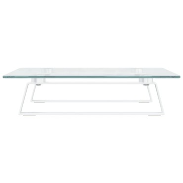 vidaXL Βάση Οθόνης Λευκή 40 x 35 x 8 εκ. από Ψημένο Γυαλί και Μέταλλο