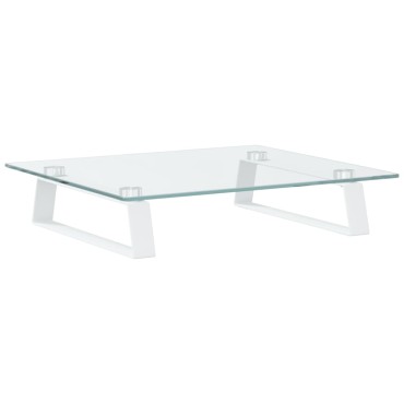 vidaXL Βάση Οθόνης Λευκή 40 x 35 x 8 εκ. από Ψημένο Γυαλί και Μέταλλο