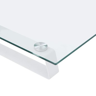vidaXL Βάση Οθόνης Λευκή 40 x 35 x 8 εκ. από Ψημένο Γυαλί και Μέταλλο