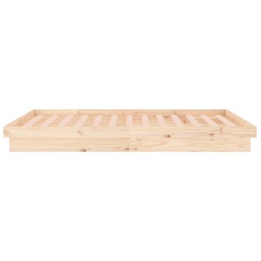 vidaXL Πλαίσιο Κρεβατιού με LED 140 x 200 εκ. από Μασίφ Ξύλο