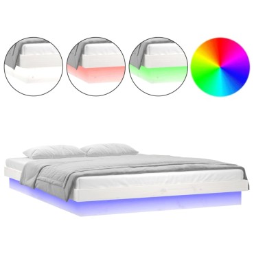 vidaXL Πλαίσιο Κρεβατιού LED Λευκό 180x200cm Super King Size Ξύλο 1 τεμ. - Διπλό