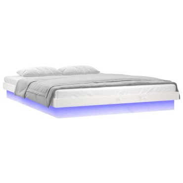 vidaXL Πλαίσιο Κρεβατιού LED Λευκό 180x200cm Super King Size Ξύλο 1 τεμ. - Διπλό