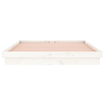 vidaXL Πλαίσιο Κρεβατιού με LED Λευκό 160 x 200 εκ. από Μασίφ Ξύλο