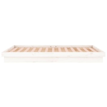 vidaXL Πλαίσιο Κρεβατιού με LED Λευκό 160 x 200 εκ. από Μασίφ Ξύλο