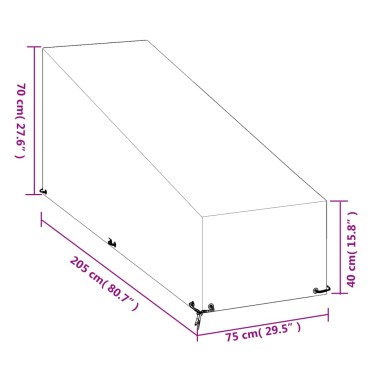 vidaXL Κάλυμμα Ξαπλώστρας με 12 Κρίκους 205x75x40/70cm Πολυαιθυλένιο 1 τεμ.