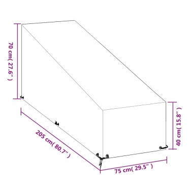 vidaXL Κάλυμμα Ξαπλώστρας 2 τεμ. με 12 Κρίκους 205x75x40/70cm Πολυαιθ.