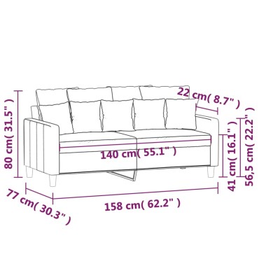 vidaXL Καναπές Διθέσιος Ροζ Βελούδινος 158x77x80cm 1 τεμ.