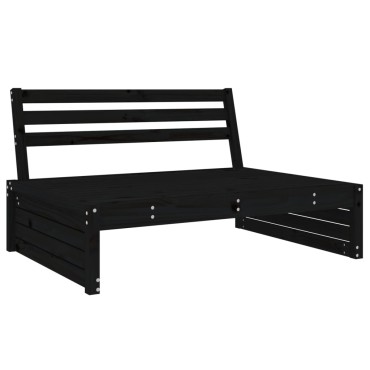 vidaXL Καναπές Κήπου Μεσαίος Μαύρος 120x80cm από Μασίφ Ξύλο Πεύκου 1 τεμ. Γωνιακός