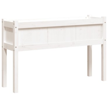 vidaXL Ζαρντινιέρα με Πόδια Λευκή 110x31x70 εκ. από Μασίφ Ξύλο Πεύκου