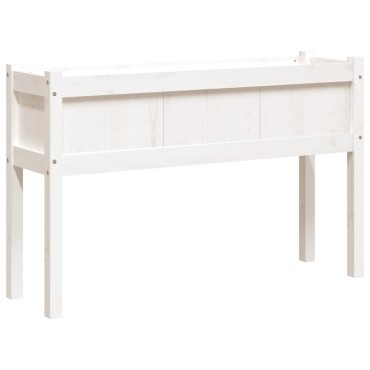 vidaXL Ζαρντινιέρα με Πόδια Λευκή 110x31x70 εκ. από Μασίφ Ξύλο Πεύκου