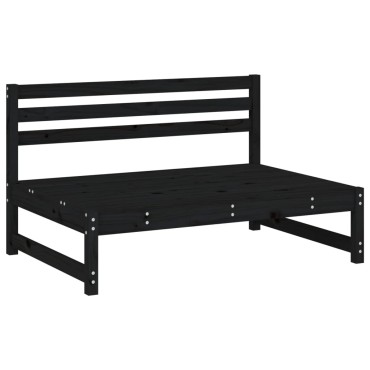 vidaXL Καναπές Κήπου Μεσαίος Μαύρος 120x80cm από Μασίφ Ξύλο Πεύκου 1 τεμ. Γωνιακός