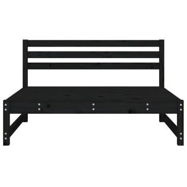 vidaXL Καναπές Κήπου Μεσαίος Μαύρος 120x80cm από Μασίφ Ξύλο Πεύκου 1 τεμ. Γωνιακός
