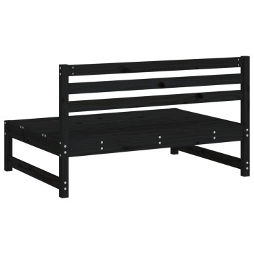 vidaXL Καναπές Κήπου Μεσαίος Μαύρος 120x80cm από Μασίφ Ξύλο Πεύκου 1 τεμ. Γωνιακός