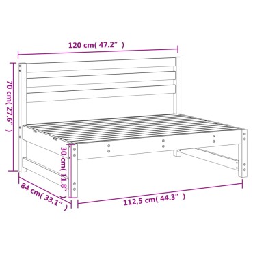 vidaXL Καναπές Κήπου Μεσαίος Μαύρος 120x80cm από Μασίφ Ξύλο Πεύκου 1 τεμ. Γωνιακός