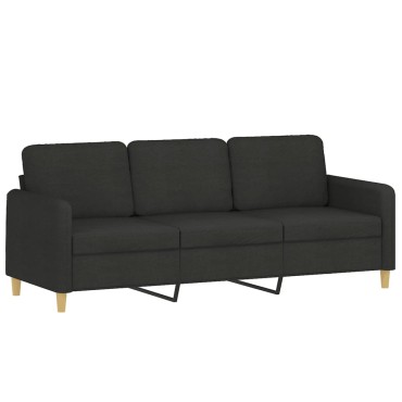 vidaXL Καναπές Τριθέσιος Μαύρος Υφασμάτινος 198x77x80cm 1 τεμ.