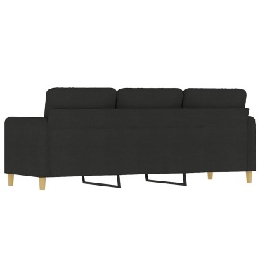 vidaXL Καναπές Τριθέσιος Μαύρος Υφασμάτινος 198x77x80cm 1 τεμ.
