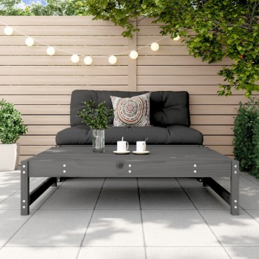 vidaXL Υποπόδιο Κήπου Γκρι 120x80cm από Μασίφ Ξύλο Πεύκου 1 τεμ. Γωνιακός