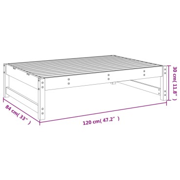 vidaXL Υποπόδιο Κήπου Γκρι 120x80cm από Μασίφ Ξύλο Πεύκου 1 τεμ. Γωνιακός