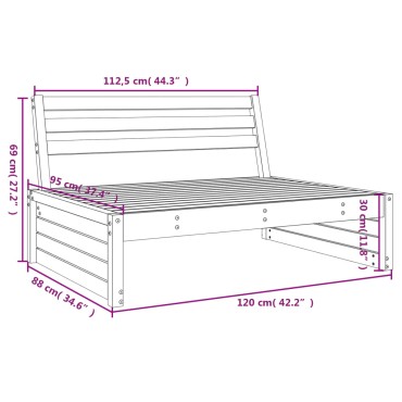 vidaXL Καναπές Κήπου Μεσαίος Μελί 120x80cm από Μασίφ Ξύλο Πεύκου 1 τεμ. Γωνιακός