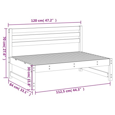 vidaXL Καναπές Κήπου Μεσαίος 120x80cm από Μασίφ Ξύλο Ψευδοτσούγκας 1 τεμ. Γωνιακός