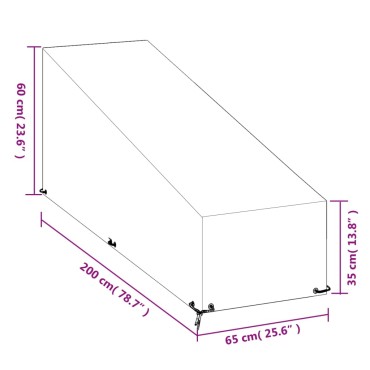 vidaXL Κάλυμμα Ξαπλώστρας 2 τεμ. με 12 Κρίκους 200x65x35/60cm Πολυαιθ.