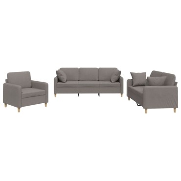 vidaXL Σετ Σαλονιού 3 τεμ. Taupe από Ύφασμα 78x77x80cm  Διθέσιος Τριθέσιος