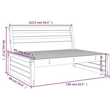 vidaXL Καναπές Κήπου Μεσαίος 120x80cm από Μασίφ Ξύλο Ψευδοτσούγκας 1 τεμ. Γωνιακός