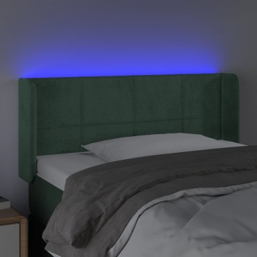 vidaXL Κεφαλάρι Κρεβατιού LED Σκούρο Πράσινο 83x16x78/88cm Βελούδινο 1 τεμ.