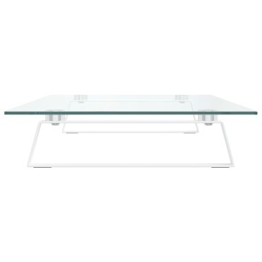 vidaXL Βάση Οθόνης Λευκή 80 x 35 x 8 εκ. από Ψημένο Γυαλί και Μέταλλο