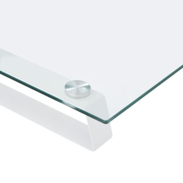 vidaXL Βάση Οθόνης Λευκή 80 x 35 x 8 εκ. από Ψημένο Γυαλί και Μέταλλο