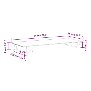 vidaXL Βάση Οθόνης Λευκή 80 x 35 x 8 εκ. από Ψημένο Γυαλί και Μέταλλο