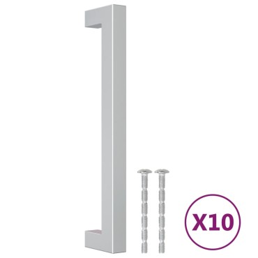 vidaXL Λαβές Ντουλαπιών 10 τεμ. Ασημί 160 χιλ. από Ανοξείδωτο Ατσάλι