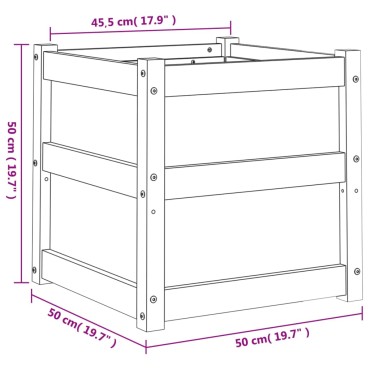 vidaXL Ζαρντινιέρα Λευκή. 50 x 50 x 50 εκ από Μασίφ Ξύλο Πεύκου