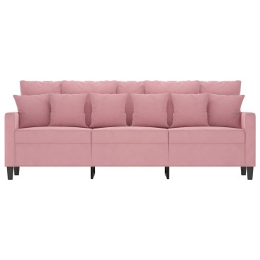 vidaXL Καναπές Τριθέσιος Ροζ Βελούδινος 198x77x80cm 1 τεμ.