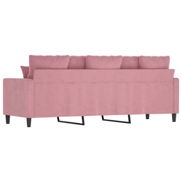 vidaXL Καναπές Τριθέσιος Ροζ Βελούδινος 198x77x80cm 1 τεμ.