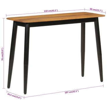 vidaXL Τραπέζι Κονσόλα 110x40x76cm από Μασίφ Ξύλο Μάνγκο/Σίδερο 1 τεμ.