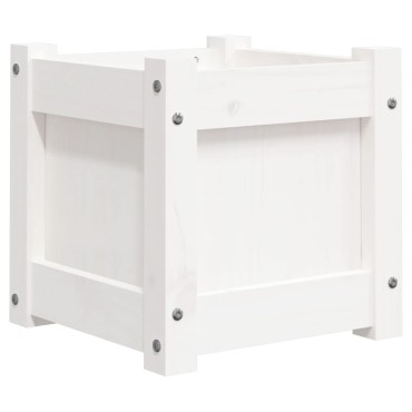 vidaXL Ζαρντινιέρα Λευκή 31 x 31 x 31 εκ. από Μασίφ Ξύλο Πεύκου