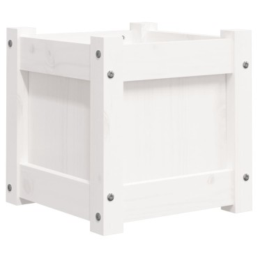 vidaXL Ζαρντινιέρα Λευκή 31 x 31 x 31 εκ. από Μασίφ Ξύλο Πεύκου