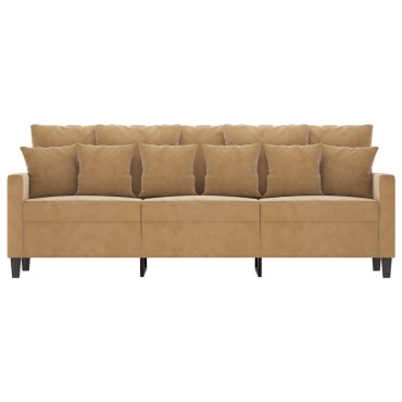 vidaXL Καναπές Τριθέσιος Καφέ Βελούδινος 198x77x80cm 1 τεμ.