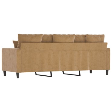 vidaXL Καναπές Τριθέσιος Καφέ Βελούδινος 198x77x80cm 1 τεμ.