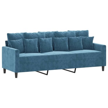 vidaXL Καναπές Τριθέσιος Μπλε Βελούδινος 198x77x80cm 1 τεμ.