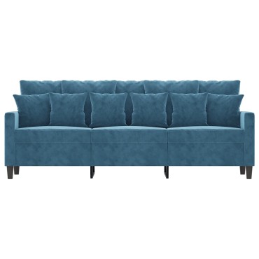 vidaXL Καναπές Τριθέσιος Μπλε Βελούδινος 198x77x80cm 1 τεμ.