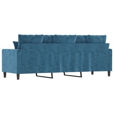 vidaXL Καναπές Τριθέσιος Μπλε Βελούδινος 198x77x80cm 1 τεμ.