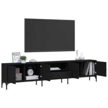 vidaXL Έπιπλο Τηλεόρασης με Συρτάρι Μαύρο 200x25x44cm Επεξ. Ξύλο