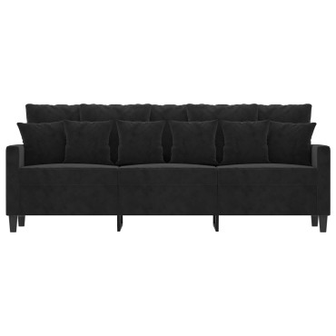 vidaXL Καναπές Τριθέσιος Μαύρος Βελούδινος 198x77x80cm 1 τεμ.