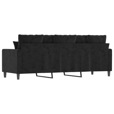 vidaXL Καναπές Τριθέσιος Μαύρος Βελούδινος 198x77x80cm 1 τεμ.