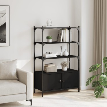 vidaXL Βιβλιοθήκη 3 Επιπέδων Μαύρη 70x30x109,5cm Επεξεργ. Ξύλο 1 τεμ.