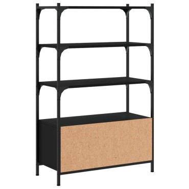 vidaXL Βιβλιοθήκη 3 Επιπέδων Μαύρη 70x30x109,5cm Επεξεργ. Ξύλο 1 τεμ.