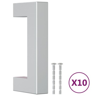 vidaXL Λαβές Ντουλαπιών 10 τεμ. Ασημί 64 χιλ. από Ανοξείδωτο Ατσάλι