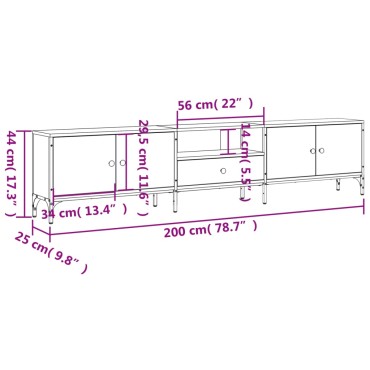 vidaXL Έπιπλο Τηλεόρασης με Συρτάρι Sonoma Δρυς 200x25x44cm Επεξ. Ξύλο